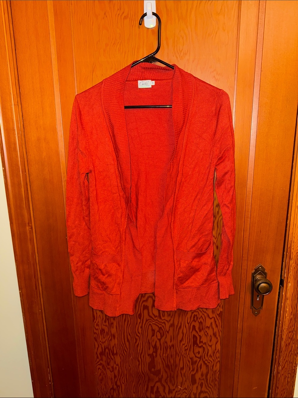 Cielo Women's Red Open-Front Knit Cardigan